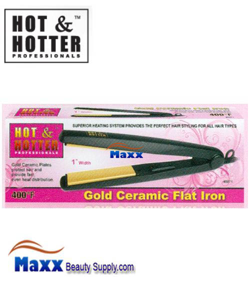 Hot&Hotter 5871 Gold Ceramic Flat Iron On/Off - 1"